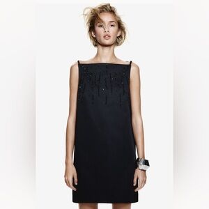 H&M Elegant Black Sleeveless Dress with Beads